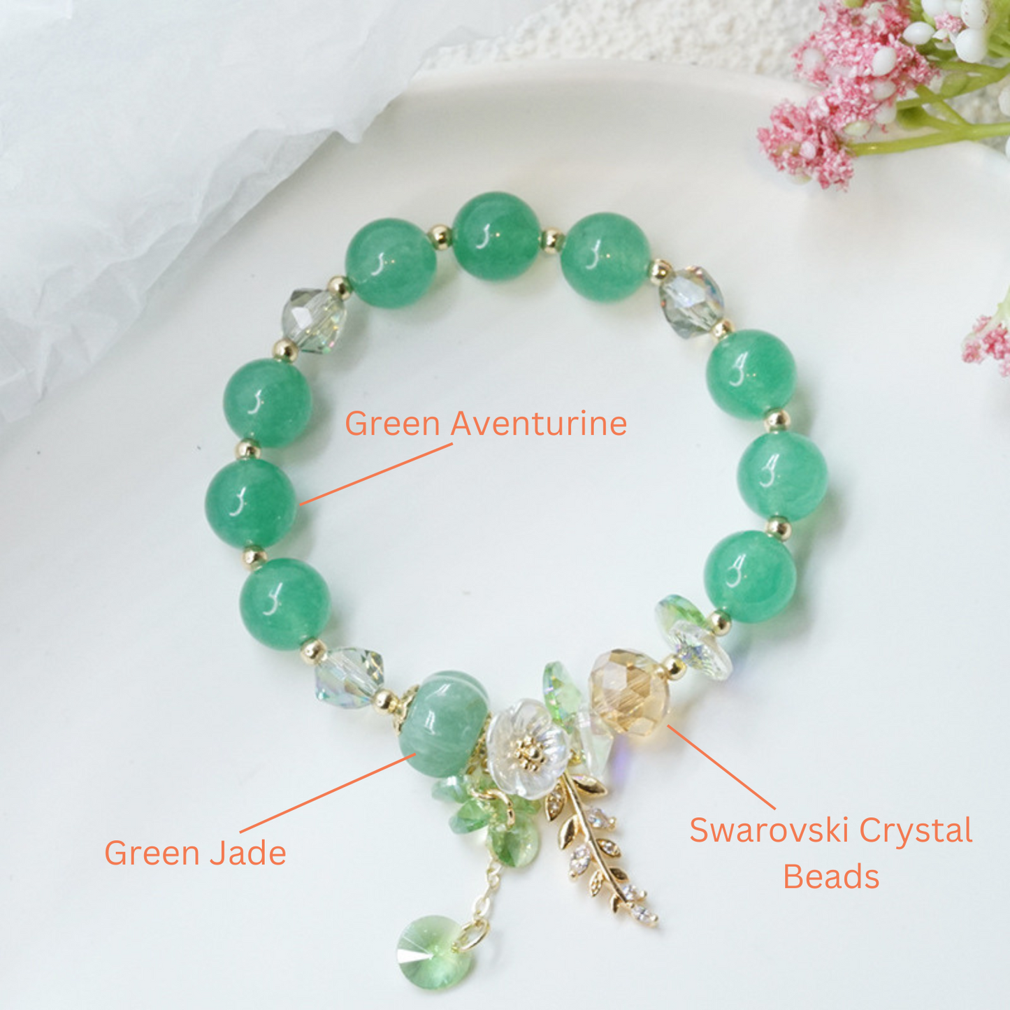 Green Jade Bloom Of Luck & Wealth Bracelet