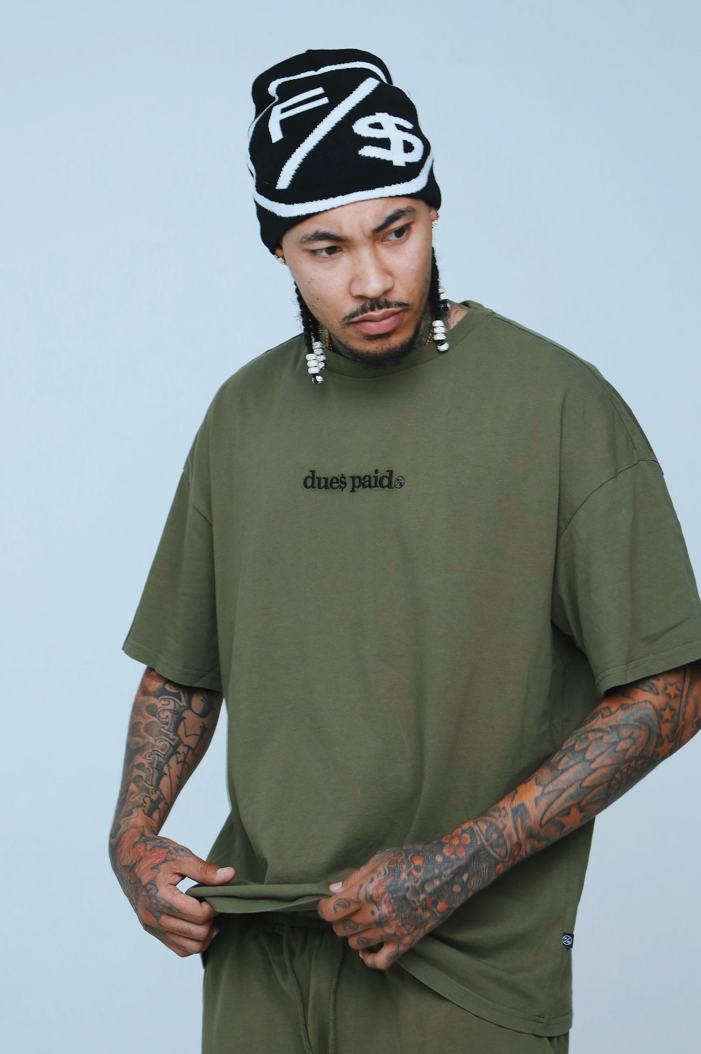 Dues Paid|Military Green Oversize Shirt