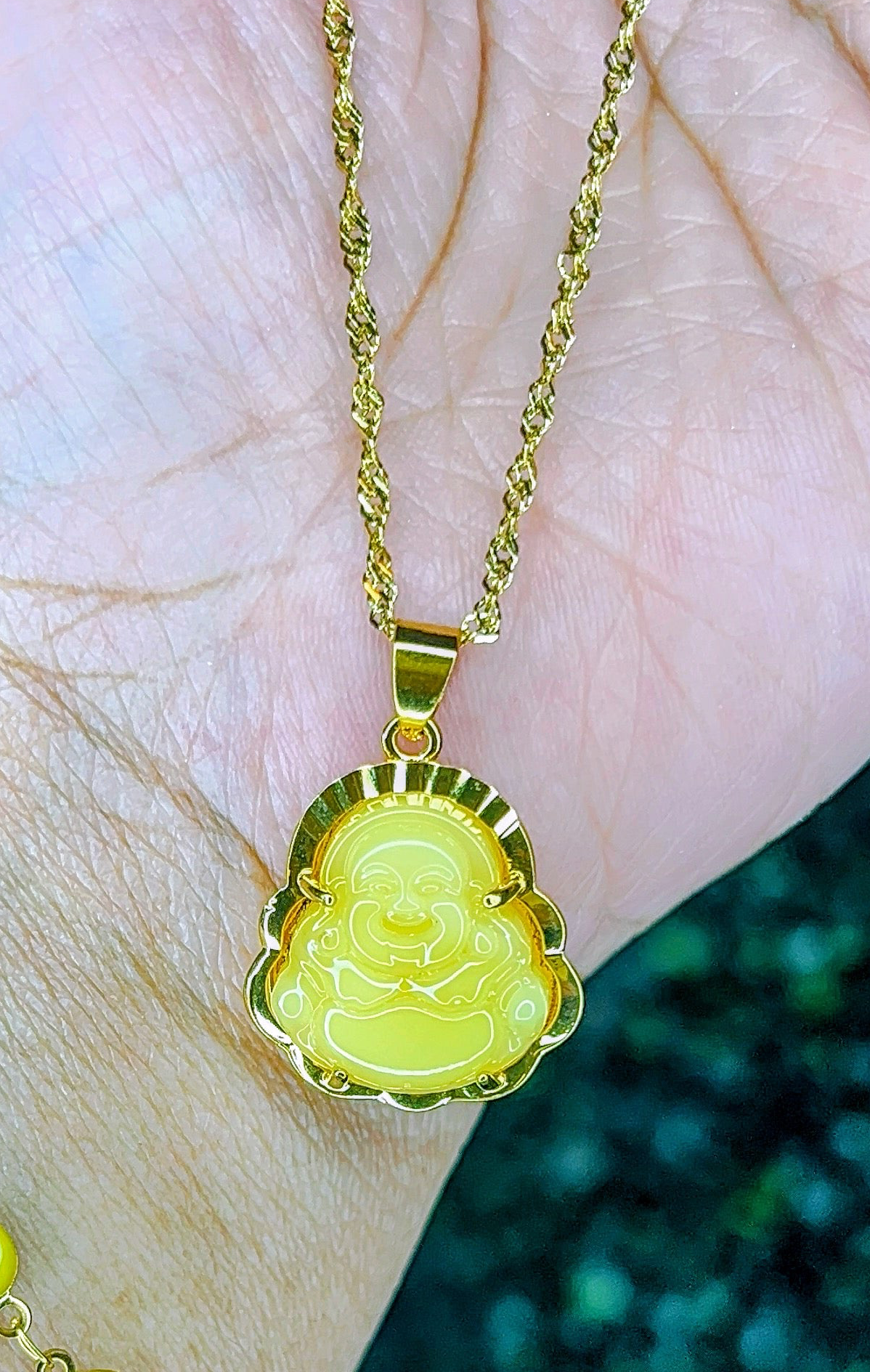 Honey Jade Buddha Necklace