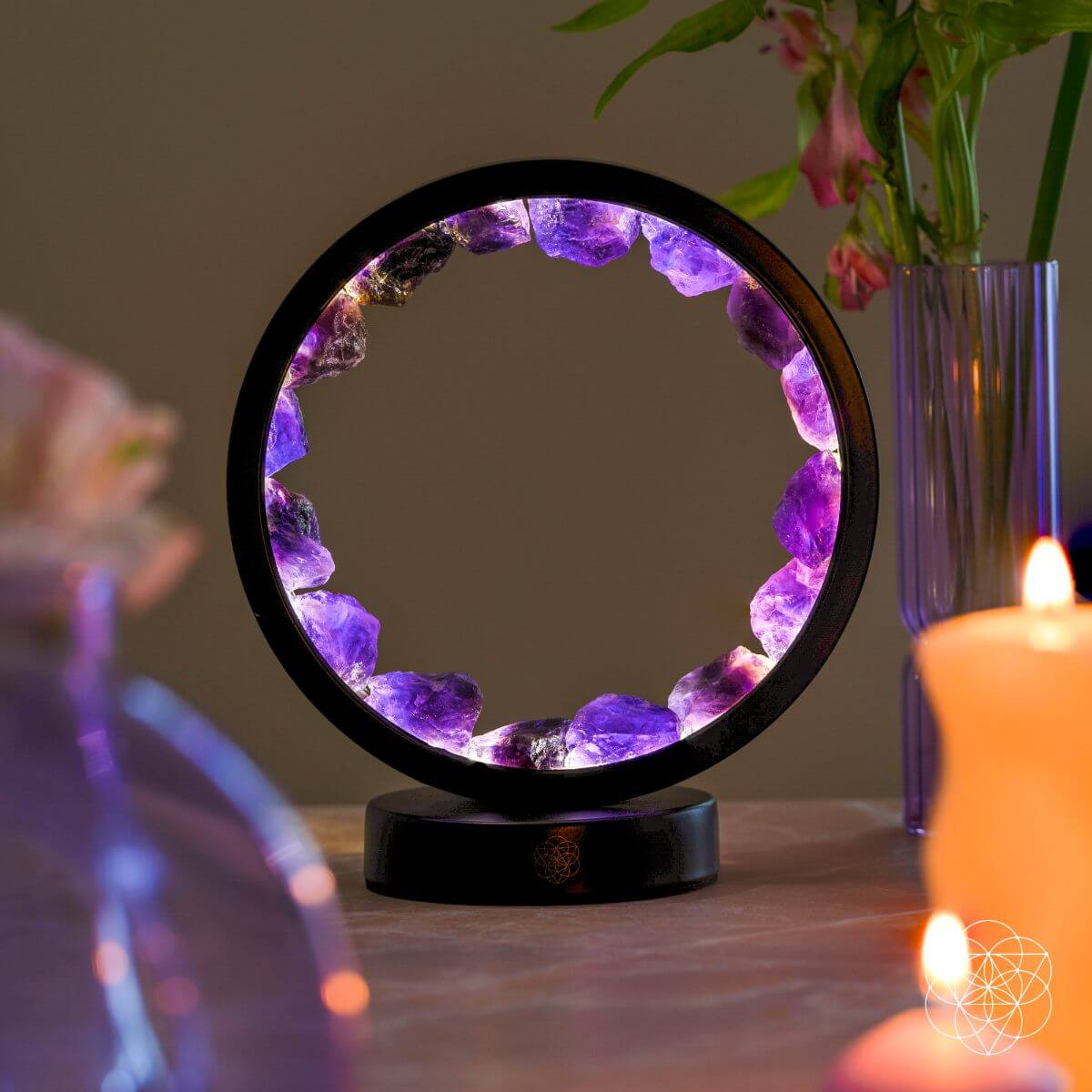 I Am At Peace | Spiritual Protection Amethyst Lamp