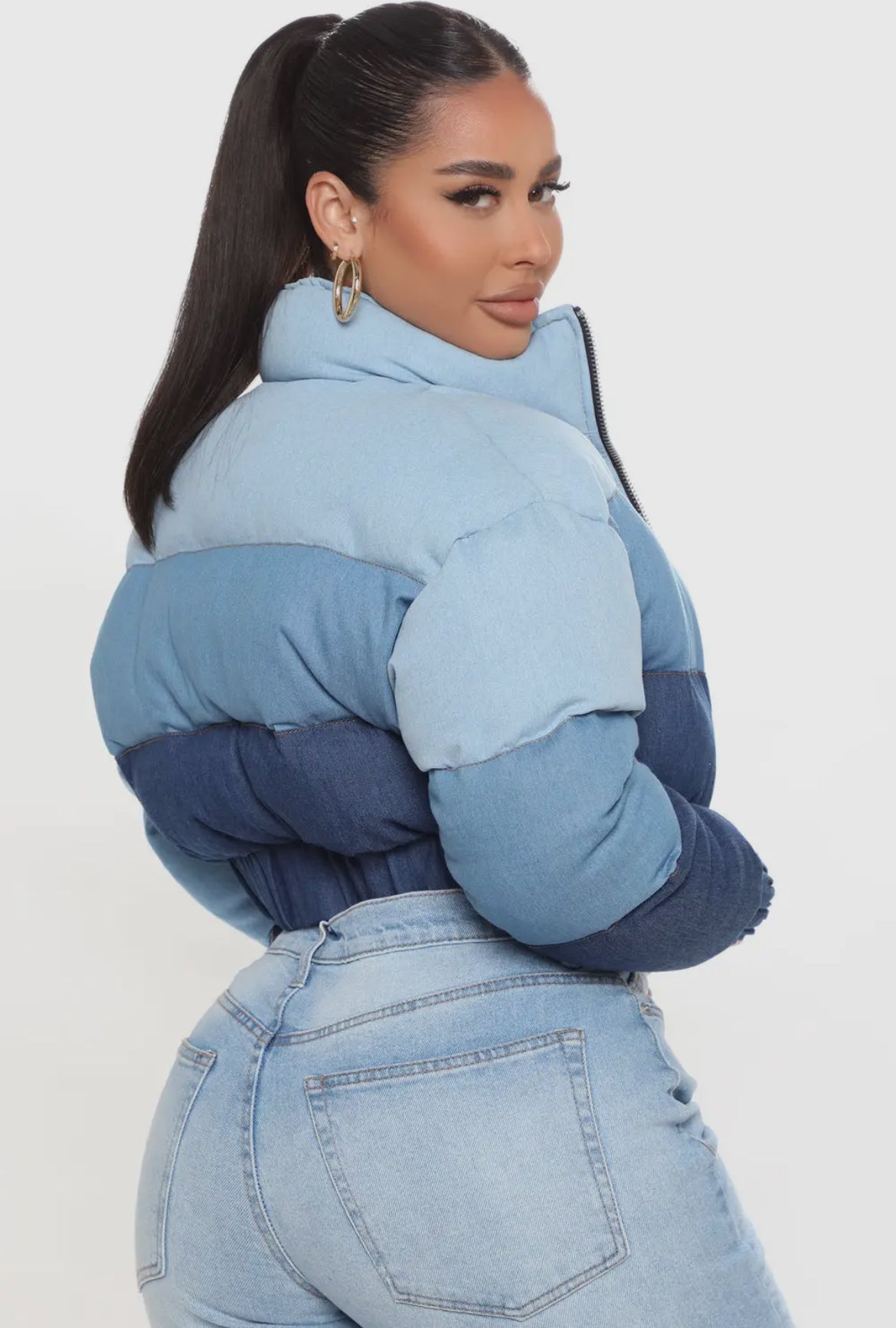 Third Eye Denim Puffer Jacket