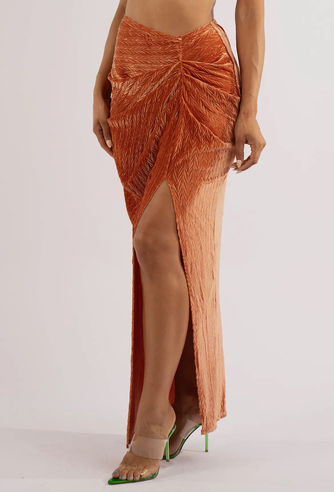 Maxi Slit Skirt|Rust