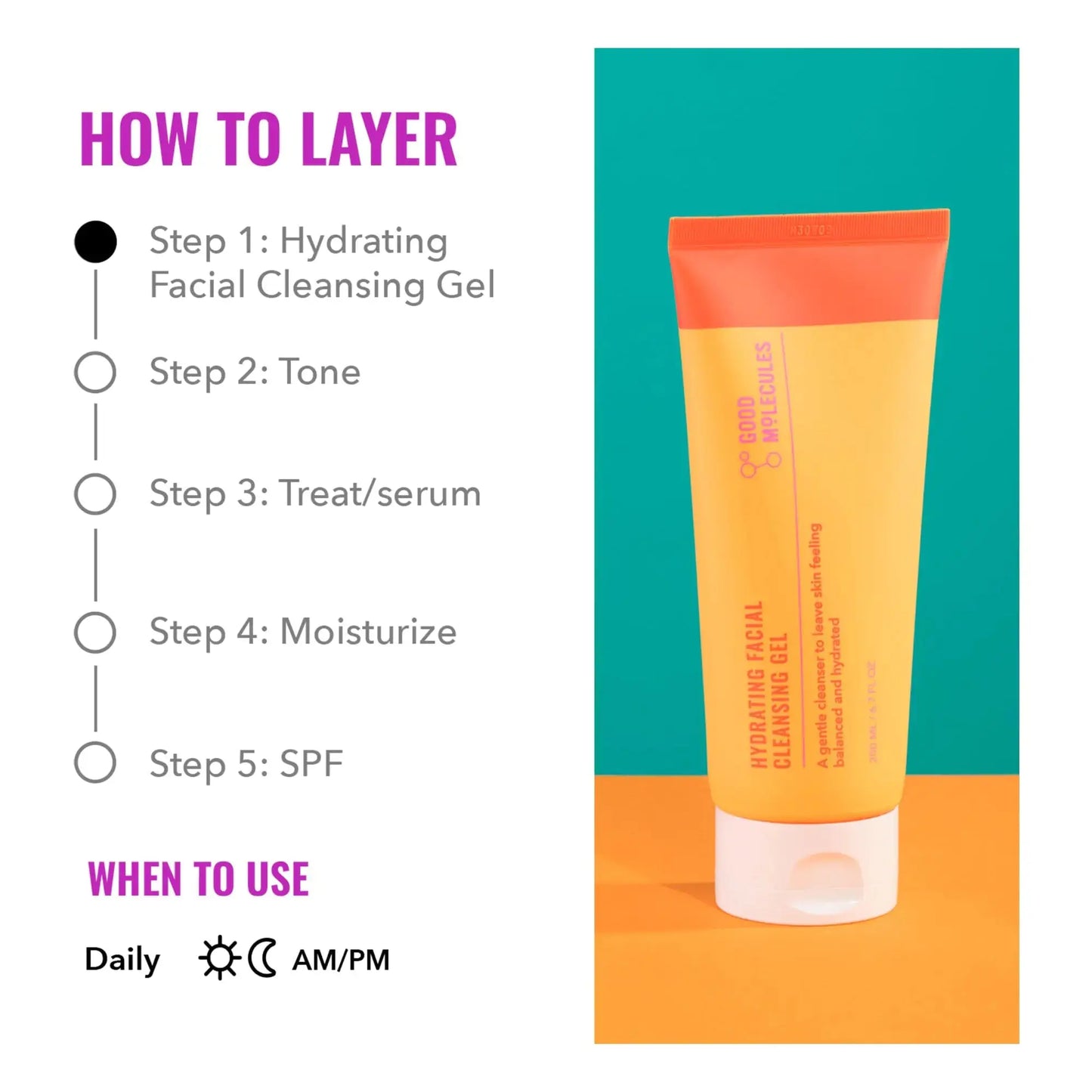 Good Molecules Hydrating Facial Cleansing Gel|Face Wash with Rosewater and Pineapple - Skincare for Face