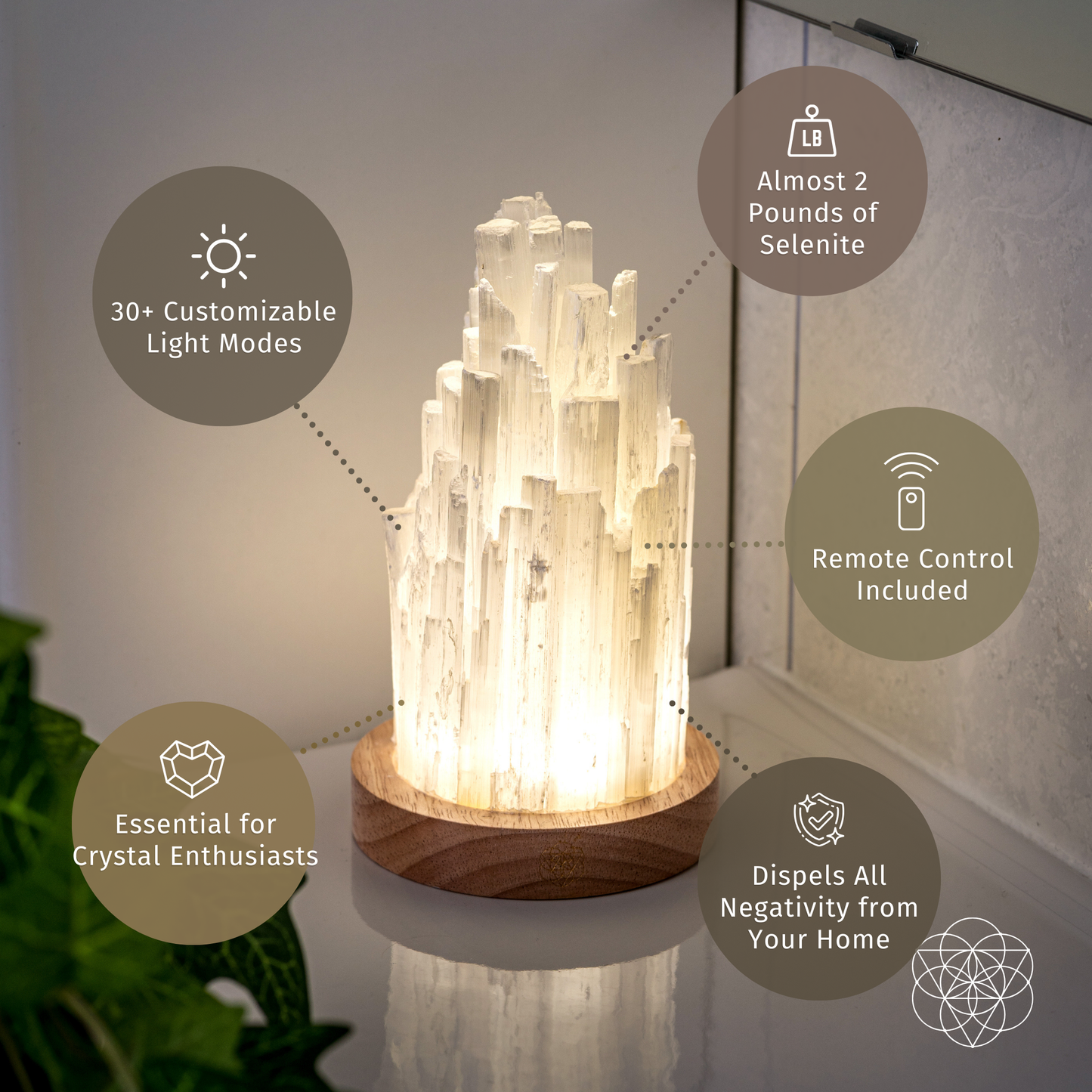 The Cleanse All Selenite Lamp
