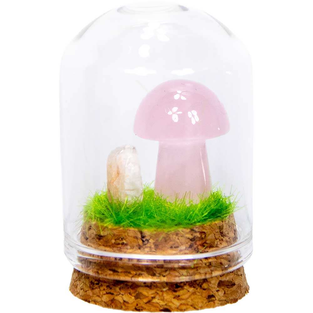 Gemstone Mini Mushroom Terrarium|Rose Quartz