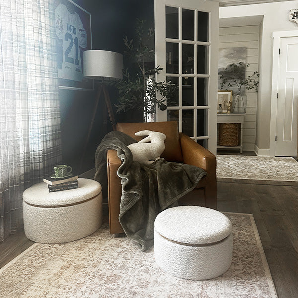 Stowaway Chic Boucle Ottomans