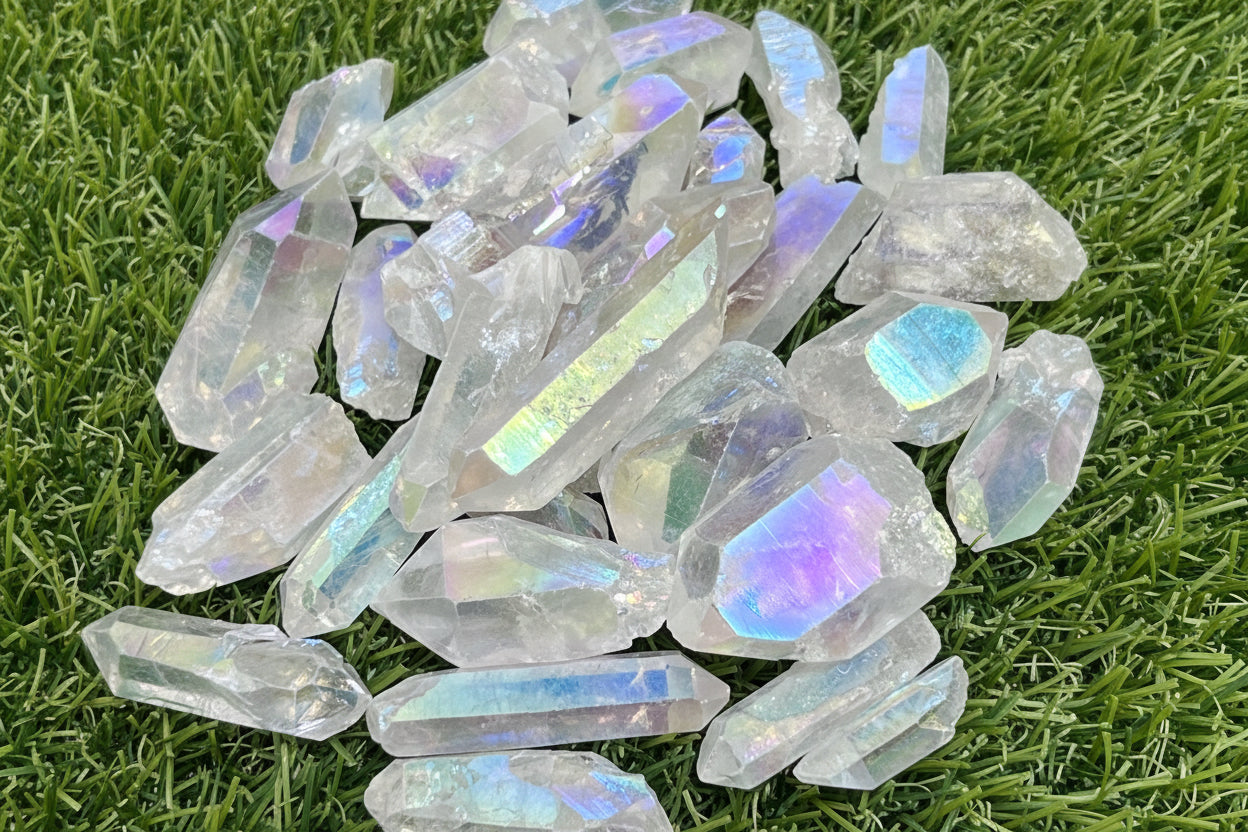 Angel Aura Clear Quartz Crystal Rough Raw Points