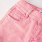 Pink Wide Leg Denim Pants With Pockets