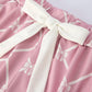 Mommy & me Autumn Check Bow Girls Lapel Pajamas