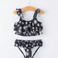Black Floral Two Piece Swimsuit and Cover up Set