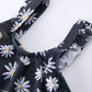 Black Floral Two Piece Swimsuit and Cover up Set