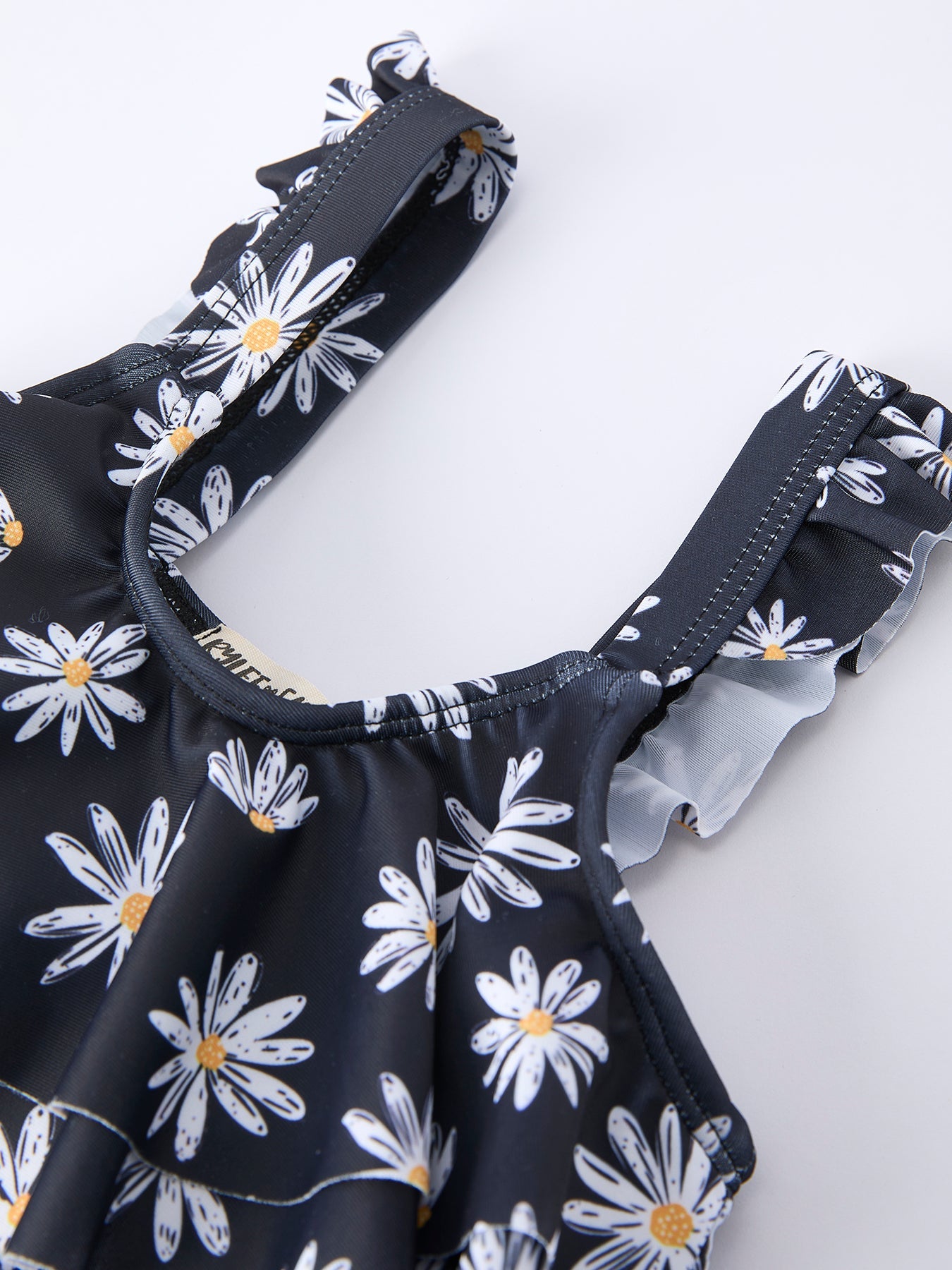 Black Floral Two Piece Swimsuit and Cover up Set