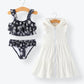 Black Floral Two Piece Swimsuit and Cover up Set
