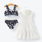 Black Floral Two Piece Swimsuit and Cover up Set