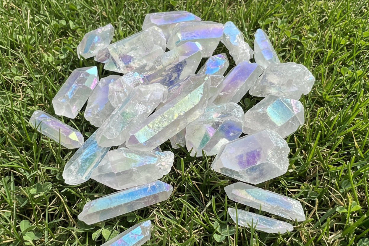 Angel Aura Clear Quartz Crystal Rough Raw Points