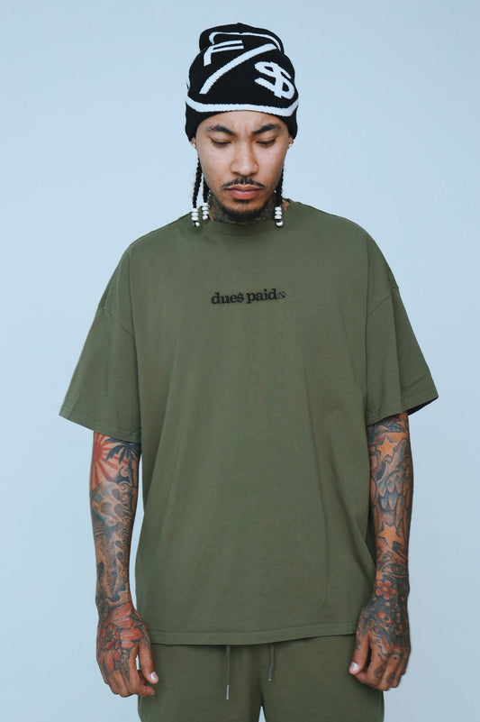 Dues Paid|Military Green Oversize Shirt