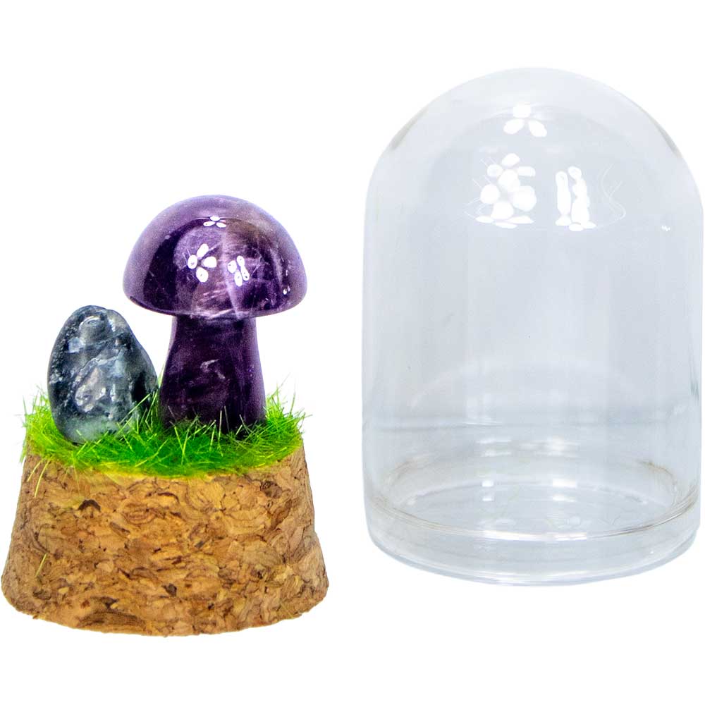 Gemstone Mini Mushroom Terrarium|Amethyst