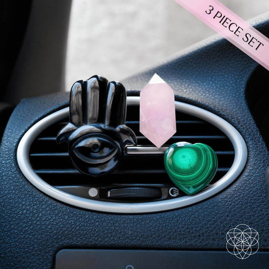 Hamsa Hand of Safe Travels | Aromatherapy Crystal Car Kit