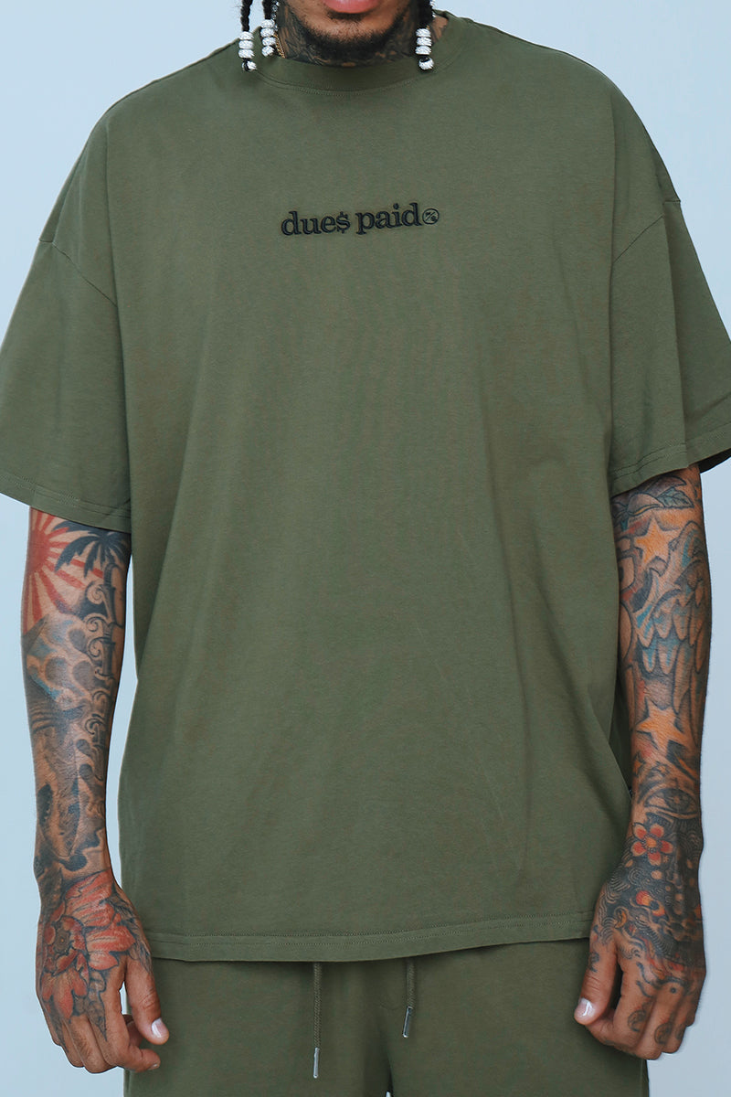 Dues Paid|Military Green Oversize Shirt