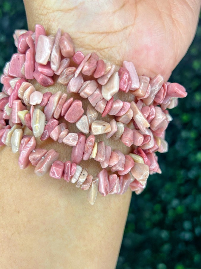 Rhodonite Chip Bracelet | Self Love + Emotional Balance