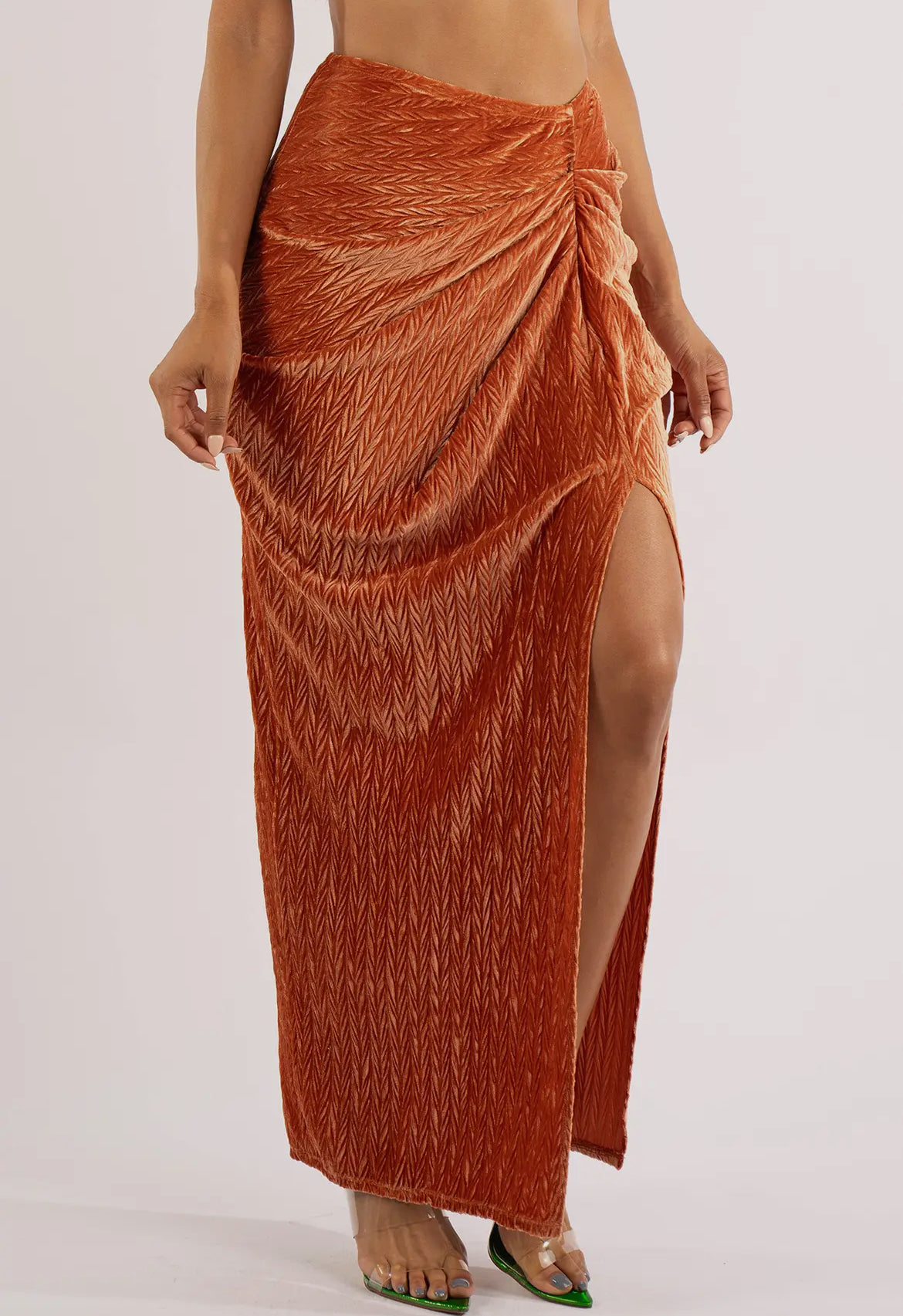 Maxi Slit Skirt|Rust