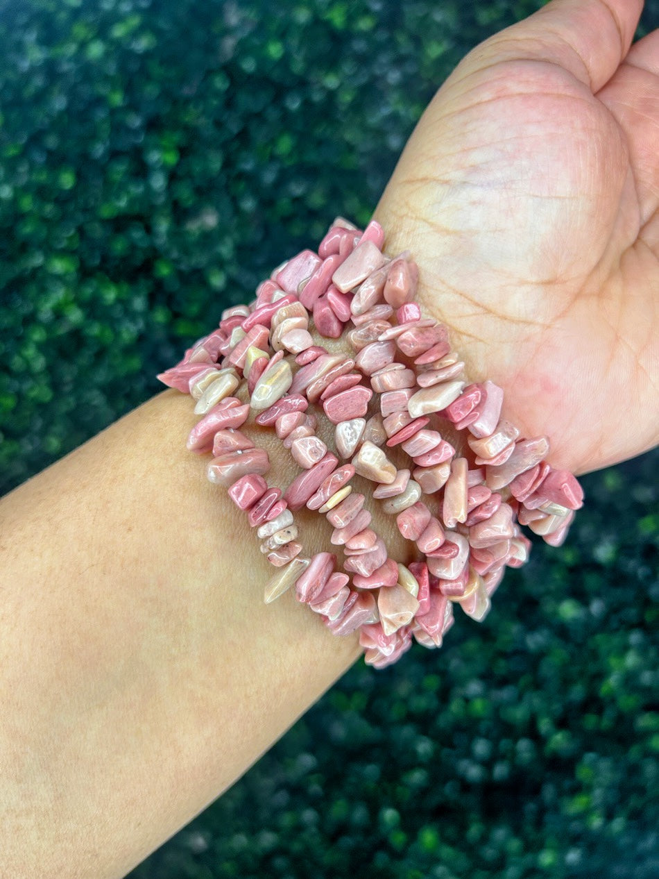 Rhodonite Chip Bracelet | Self Love + Emotional Balance