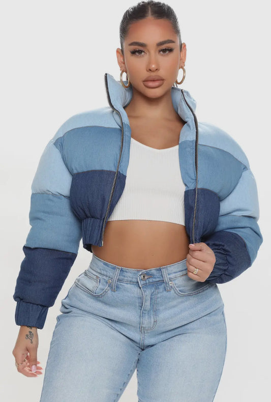 Third Eye Denim Puffer Jacket