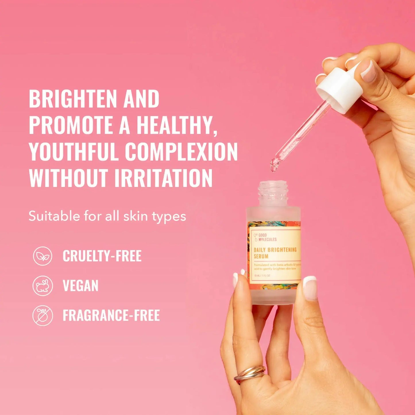 Good Molecules Daily Brightening Serum|Hydrating Facial Serum with Beta Arbutin and Hyaluronic Acid to Moisturize