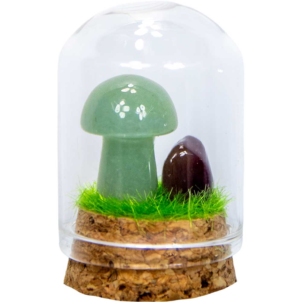 Gemstone Mini Mushroom Terrarium|Green Aventurine
