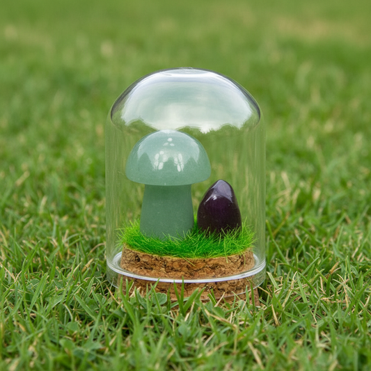 Gemstone Mini Mushroom Terrarium|Green Aventurine