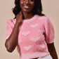 SO ME All Over Heart Valentine Cropped Sweater