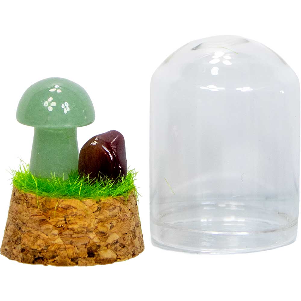 Gemstone Mini Mushroom Terrarium|Green Aventurine