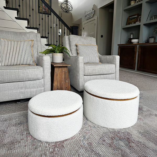 Stowaway Chic Boucle Ottomans
